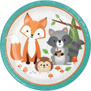 Wild One Woodland Animals 9 Inch Plates Paper 8 Pack Birthday Party Decorations - Picture 1 of 2