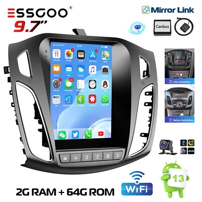 2+64G Carplay 9.7" Autoradio Android 13 GPS RDS Kamera Für Ford Focus MK3 12-18 - Bild 1 von 4