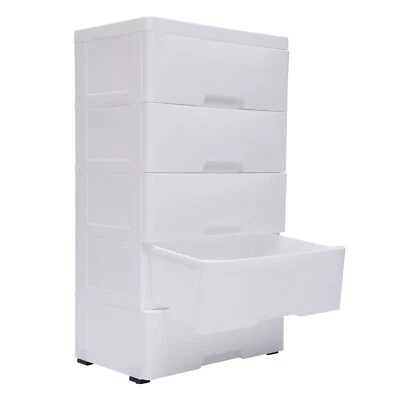 5 Tier Plastic Drawers Dresser with 5 Drawers Stackable Dresser Storage Cabinet - Image 1 of 4