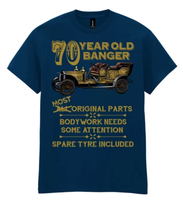 BUZZ SHIRTS Camiseta Para Hombre 70 Cumpleaños 70 Años OLD BANGER Divertida Clásica Setenta Regalo Top