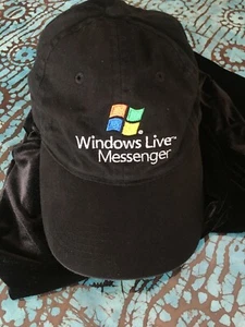 Original “Windows Live Messenger” Black Ball Cap Computer Microsoft Promo - Picture 1 of 4