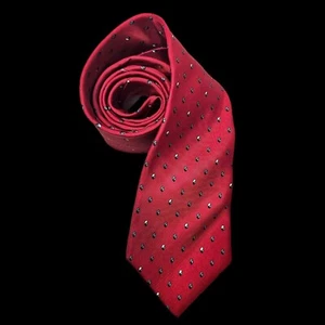 60s Christian Dior Red Silk Necktie Small Gray Pattern 3.25 " Wide Mens Tie - Picture 1 of 6