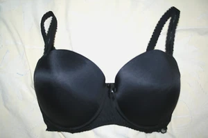 SIZE 30FF POUR MOI BLACK PADDED UNDERWIRED BRA WITH LACE TRIMS - Picture 1 of 5