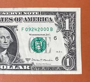September 24, 2000 (F 09242000 B) Birthday Note $1 One Dollar Bill - Picture 1 of 3