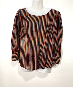 Meadow Rue by Anthropologie Blouse 3/4 Sleeve Striped UK 8 US 4 Viscose Button - Picture 1 of 11