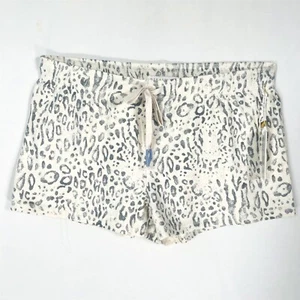 PJ Salvage Lounge Shorts Womens Medium Soft Stretch Knit Ivory Leopard Print - Picture 1 of 14