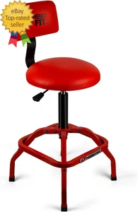 Shop Stool with Backrest, Mechanic Garage Stool for Workshop, Adjustable Stool C - Picture 1 of 9
