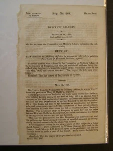 Government Report 1839 Bracket Baldwin Captain Clay's Co 10th Reg Infantry - Picture 1 of 1