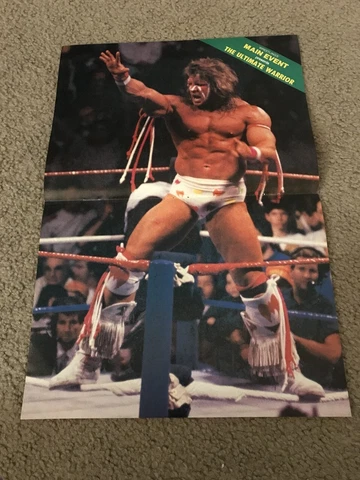 Vintage WWF THE ULTIMATE WARRIOR Wrestling Centerfold Poster 1990 WWE WCW Cover