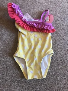 New Circo Ruffle Yellow Polka Dot One Piece Swimsuit Size M 12m - Picture 1 of 1