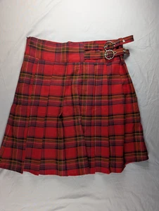 Red Plaid Pleated Scottish Style Mini Skirt Size large Shein Brand - Picture 1 of 8