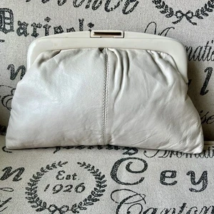 Empire-Orr Genuine Leather Clutch Bag Vintage Style #1143 Hong Kong Beige 1108 - Picture 1 of 8