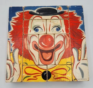 Bozo Blocks Clown Puzzle Wooden Block Changeable Vintage Capital Records - Picture 1 of 5