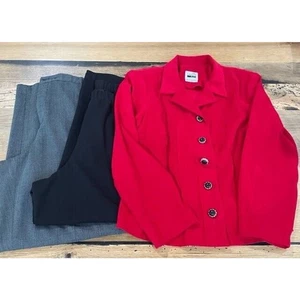 Professioneller roter Blazer Jacke mit schwarz grau Anzughose Damengröße 14P - Bild 1 von 6