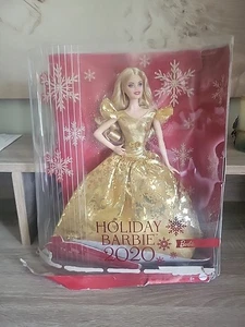 Barbie Holiday Signature Collector 2020 pelo largo rubio/vestido dorado *caja dañada - Imagen 1 de 6