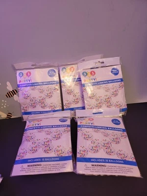 ¡Fiesta 321! Kit de globos Rainbow Confetti Linking 12", paquete de 5 - 75 globos Foto 1 de 3