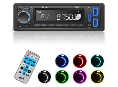 Stereo Auto Avylet 4 x 60W Bluetooth 7 Colori con Accessori USB AUX 1 Din - Immagine 1 di 4