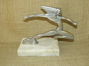 Vintage HERMES PARIS Native Car Mascot Hood Ornament Bronze Mounted on Marble - Picture 1 of 11