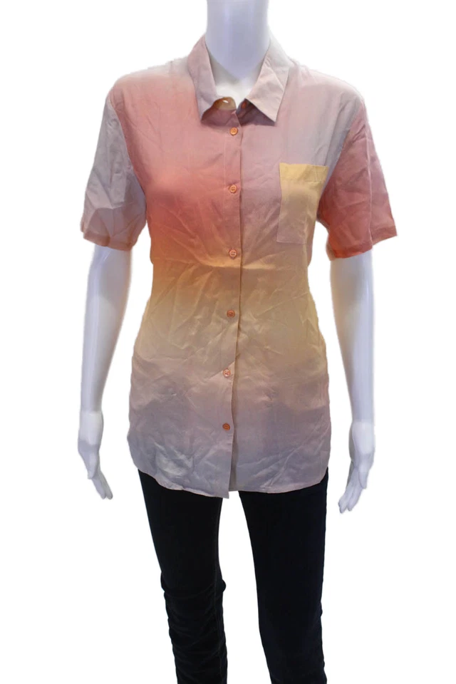 Camisa ombre feminina Veda gola curta manga abotoada tamanho P - Imagem 1 de 4
