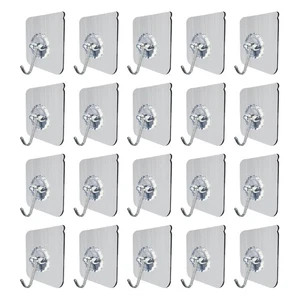 Ganchos adhesivos reutilizables ganchos de pared transparentes para baño cocina 20 un. - Imagen 1 de 12