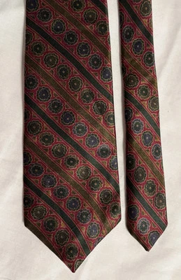 复古 Oscar de la Renta 领带海军蓝红色花卉条纹丝绸 55 — 第 1/4 张图片