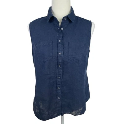 Talbots Petites 100% Linen Button Front Sleeveless Tank Classic Preppy Sz MP - Image 1 of 4