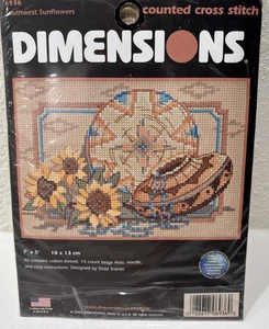Dimensions 6936 Cross Stitch Kit Native Southwest Sunflowers Basket 7" x 5" New - Picture 1 of 8