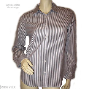 Y2K Jones New York Womens Button Up Shirt Top PM Long Sleeve Striped Black White - Picture 1 of 12