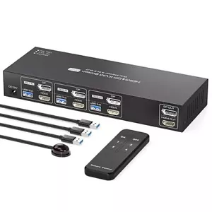 HDMI Displayport KVM Switch 3 PC 2 Monitore 4K@60Hz KVM Switch 2 Monit - Bild 1 von 3