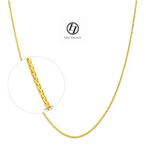 Collana catena oro massiccio 18 kt oro giallo bianco quadrata spiga grano catenina 18" - Foto 1 di 14
