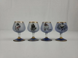Blue Glass Shot Glasses From Mexico Shaped Like Margarita Glasses Handpainted  - Picture 1 of 9