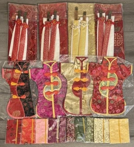 CHINESE WINE BOTTLE SLEEVE COVERS CHOPSTICKS NAPKINS PLACE MATS TISSUE HOLDERS - Picture 1 of 5
