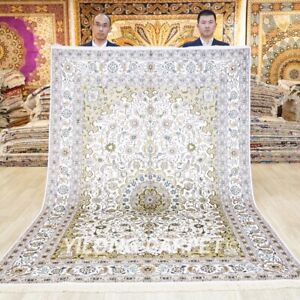 Yilong 5'x8' Antique Rugs Classic Oriental Persian Nain Floral Medallion Handmade Silk Rugs for Home YHW52GC5x8 