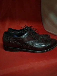 Vintage Florsheim Lexington Men Burgundy Leather Wingtip Shoes 10.5 D - Picture 1 of 10