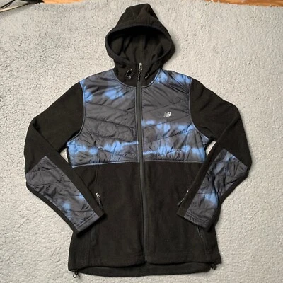 Chaqueta polar New Balance cremallera completa con capucha para mujer negra talla mediana ligera * Foto 1 de 4