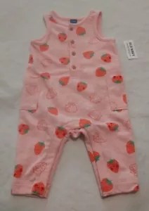 NWT Old Navy Strawberry Sleeveless Romper One Piece 3-6 Months Baby Girl - Picture 1 of 1