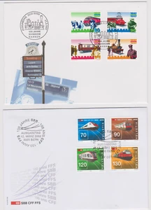 2 ENVELOPPES FDC 1ER JOUR SUISSE TRAINS LOCOMOTIVES 1997 2002 - Picture 1 of 1