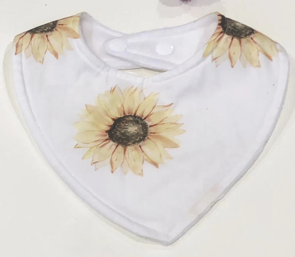 Baby Bib Handmade bandana  Cotton /Bamboo  Babies & Shower Gift Sunflower Girl - image 1 of 4