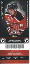 QMJHL Ticket - Quebec Remparts 20th Anniversary MATTHEW BOUCHER #91