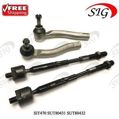 Kit de 4 piezas de extremos de barra de amarre de dirección delantera interior y exterior para Toyota Corolla 2003-2008 Foto 1 de 4