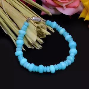 Southwest jewelry Bracelet Blue Opal 8 Inch Faceted Rondelle 6-8 MM Silver Lock - Picture 1 of 1