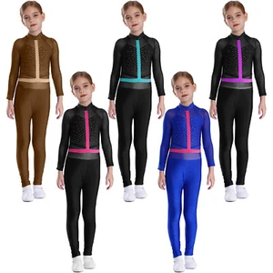 Kids Girls Rompers Gymnastic Leotard Stage Overalls Exercise Jumpsuit Basic - Picture 1 of 61
