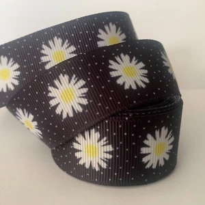Ripsband Floral Blume Gänseblümchen 25 mm 1" Band 1 YARD - Bild 1 von 1