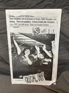 Torn Tendons #3 Zine punk hardcore crucial unit skateboarding Gatecrashers skate - Picture 1 of 3