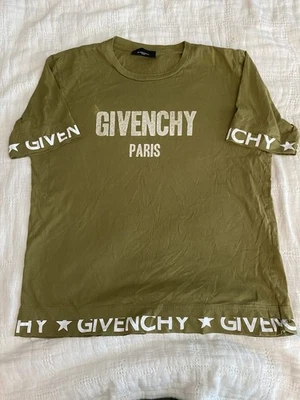 Camiseta Givenchy Paris Logo Verde Oliva Y Blanco Gráfico Para Hombre Talla M Streetwear Foto 1 de 4