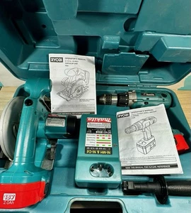 Makita 18V Makita 6343 1/2" Drill, 5620D 6 1/2" Circular Saw, 2 Batts & Case(G) - Picture 1 of 12