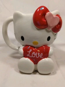 Hello Kitty Tasse Ganzkörper Liebe rote Herzen 3D geformt 20oz Keramik Kaffeetasse - Bild 1 von 5