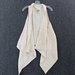 J Jill Sweater Vest Women's Small Beige Open Front Wool Blend Drape Cardigan - Picture 1 of 7