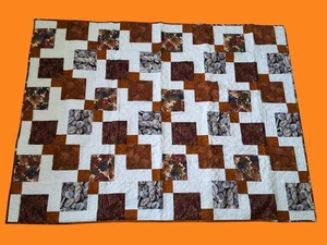 Trapunta fatta a mano blocco dimensioni girovita autunno patchwork rocce, foglie 48" x 64" - Foto 1 di 5