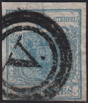 Lombardo Veneto I emissione c.45 azzurro I tipo usato con muto di Venezia (10) - Immagine 1 di 2